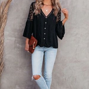VICI collection - Black Du Jour Crochet Blouse
